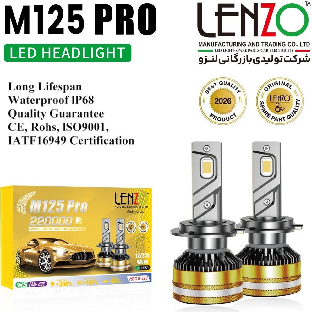 هدلایت M125 PRO  زرد (آفتابی) لنزو